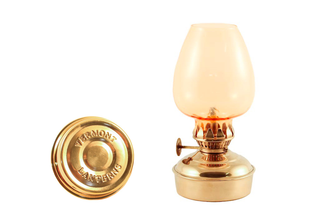 Oil Lanterns - Brass Mini - 5.75" Amber Glass