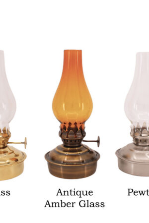Oil Lamps - Antique Brass Mini - 6.5" Amber Glass