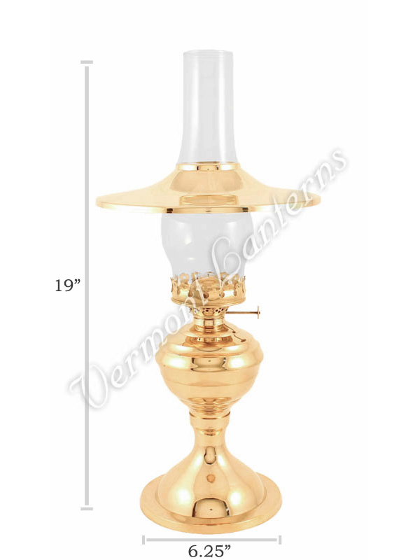 Hurricane Oil Lamp w/shade - Brass "Equinox" 19"