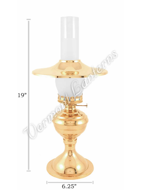 Electric Hurricane Lamp w/shade - Brass "Equinox" 19"