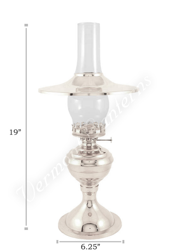 Hurricane Oil Lamp w/shade - Nickel "Equinox" 19"