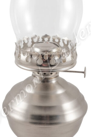 Hurricane Oil Lamp w/shade - Pewter "Equinox" 19"