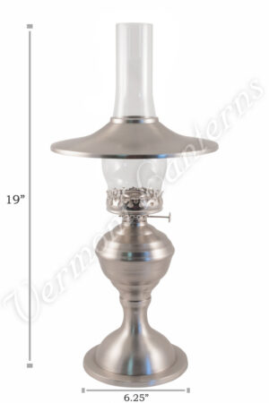 Electric Hurricane Lamp w/shade - Pewter "Equinox" 19"