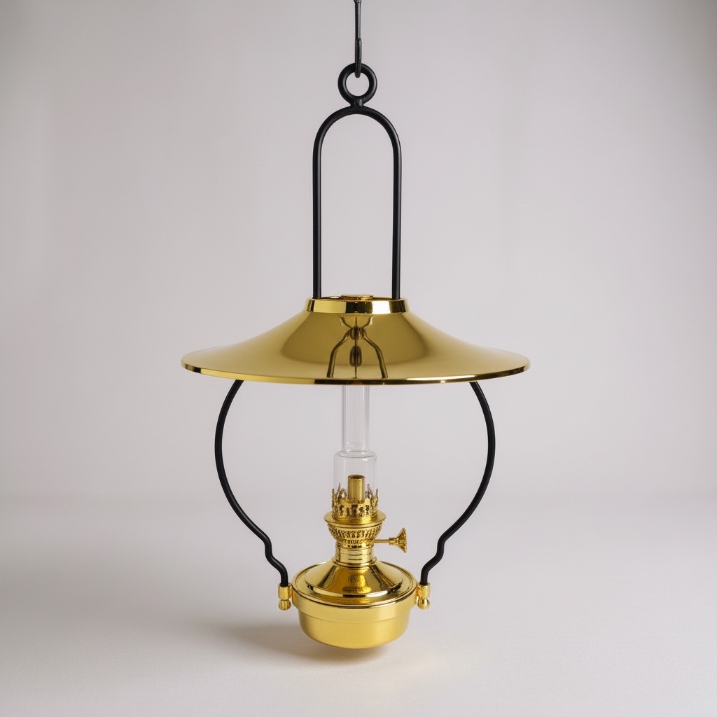 Brass Mansfield Saloon Oil Lamp with center Draft Burner