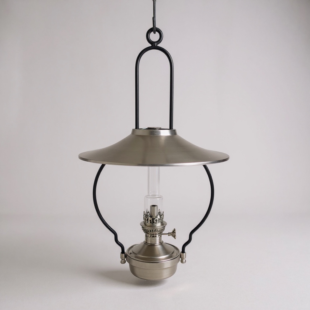 Pewter Mansfield Saloon Oil Lamp with center Draft Burner