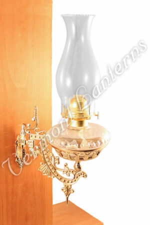 Hurricane Oil Lamps - Clear Glass w/Brass Wall Bracket