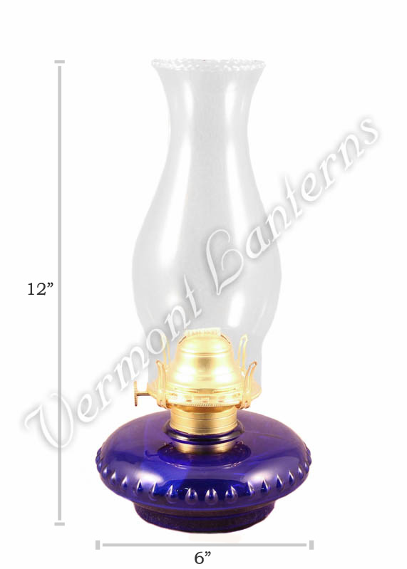 Victorian Oil Lamp - Cobalt w/Reflector Wall Mount