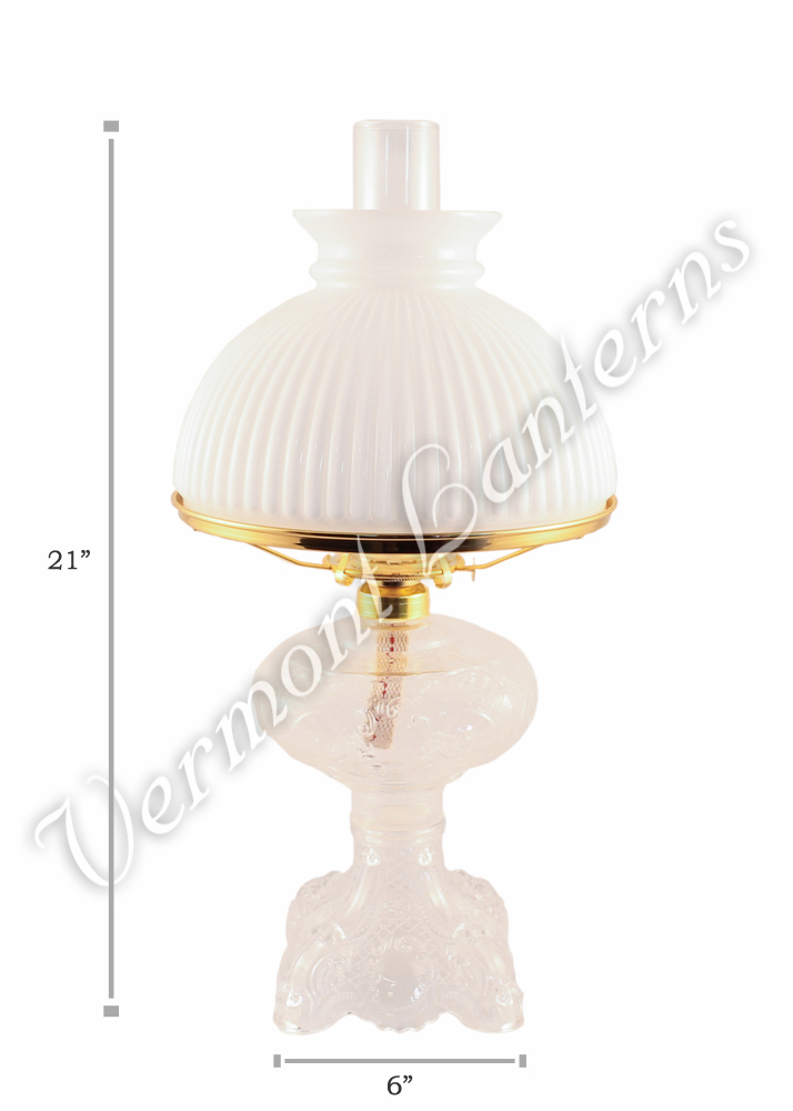 Oil Lamps - Clear Glass "Belvidere" w/ Opal Shade 21"
