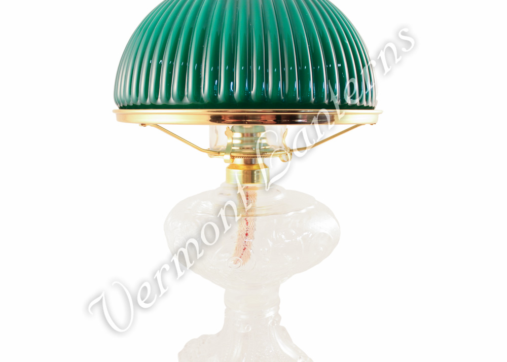 Oil Lamps - Clear Glass "Belvidere" w/ Green Shade 21"