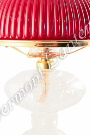 Oil Lamps - Clear Glass "Belvidere" w/ Red Shade 21"