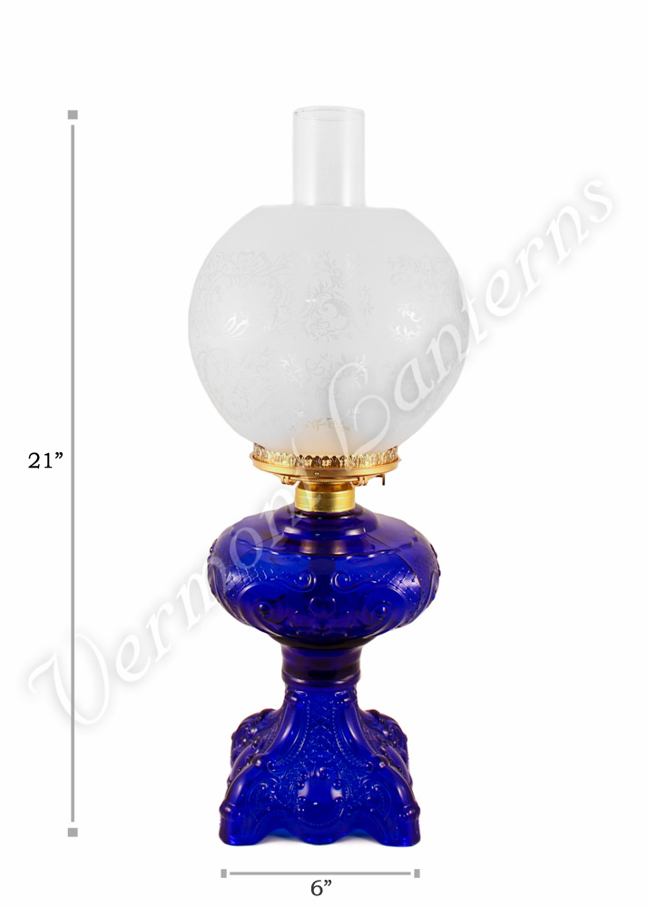 Cobalt "Belvidere" Hurricane Lamp w/ Ball Shade