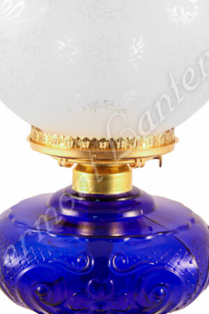 Cobalt "Belvidere" Hurricane Lamp w/ Ball Shade