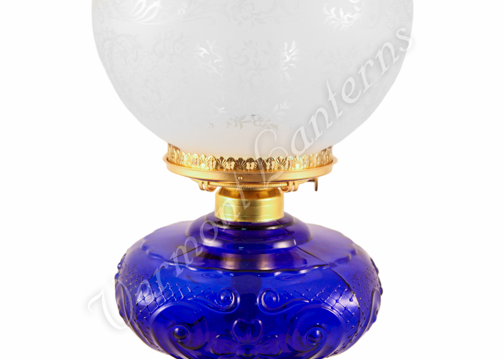 Cobalt "Belvidere" Hurricane Lamp w/ Ball Shade