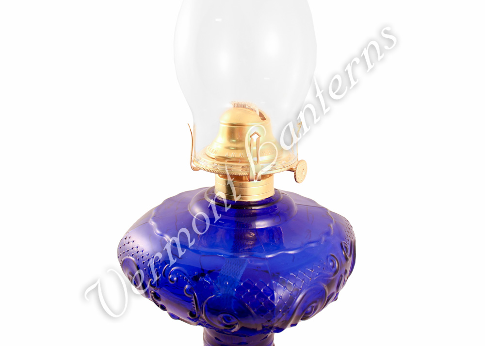 Cobalt "Belvidere" Hurricane Lamp w/ Ball Shade