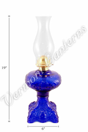 Oil Lamps - Cobalt Glass "Belvidere" Lamp 19"