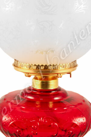 Ruby "Belvidere" Hurricane Lamp w/ Ball Shade