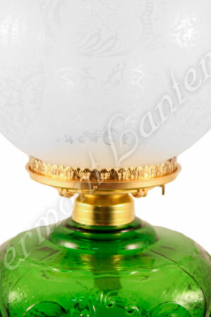 Emerald "Belvidere" Hurricane Lamp w/ Ball Shade
