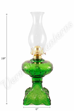 Oil Lamps - Emerald Glass "Belvidere" Lamp 19"