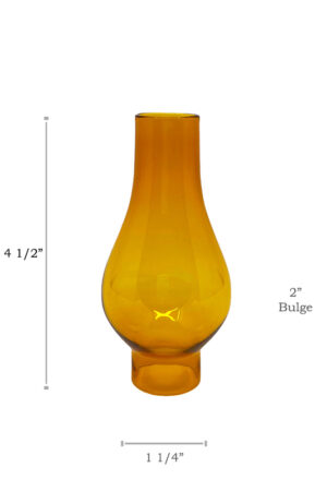 Mini Oil Lamp Chimney #6 Amber - 1 1/4" x 4 1/2"