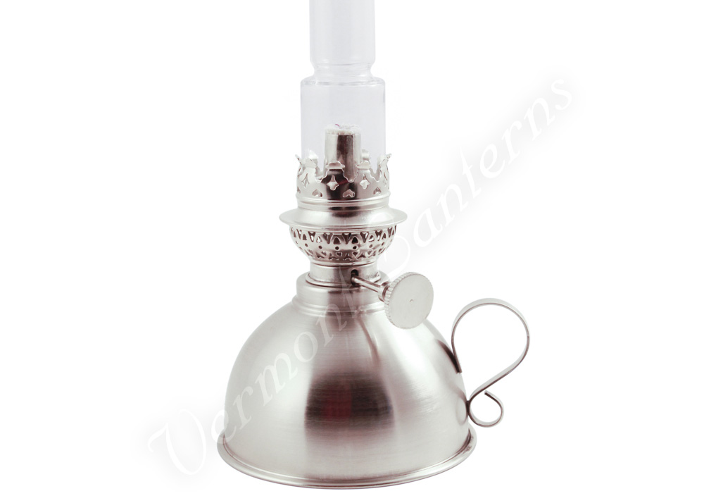 "Lincoln" Swedish Style Center Draft Oil Lamp Pewter - 11"