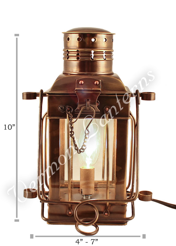 Electric Oil Lamps - Antique Brass Cargo Lamp 10"
