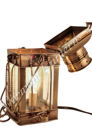 Electric Oil Lamps - Antique Brass Cargo Lamp 10"