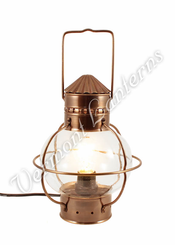 Electric Nautical Lamp - Antique Brass Onion Lantern 10"