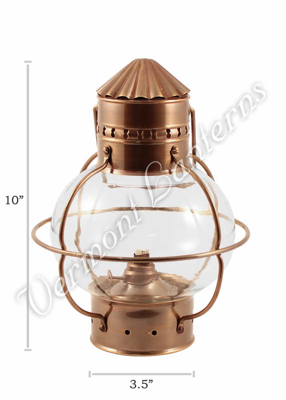 Nautical Oil Lamps - Antique Brass Onion Lantern 10"
