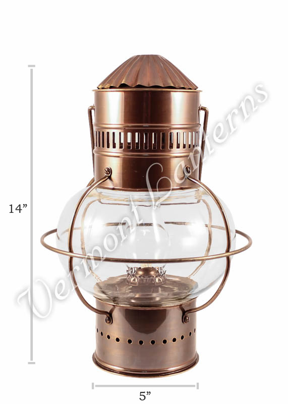 Nautical Oil Lamps - Antique Brass Onion Lantern 14"