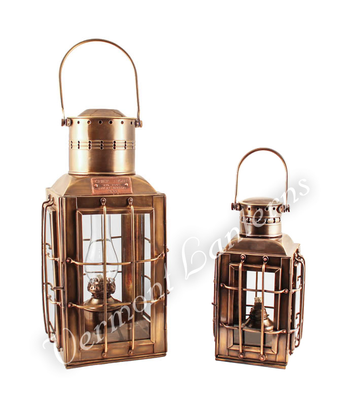 Ship Lantern - Antique Brass Chiefs Oil Lamp - 15"
