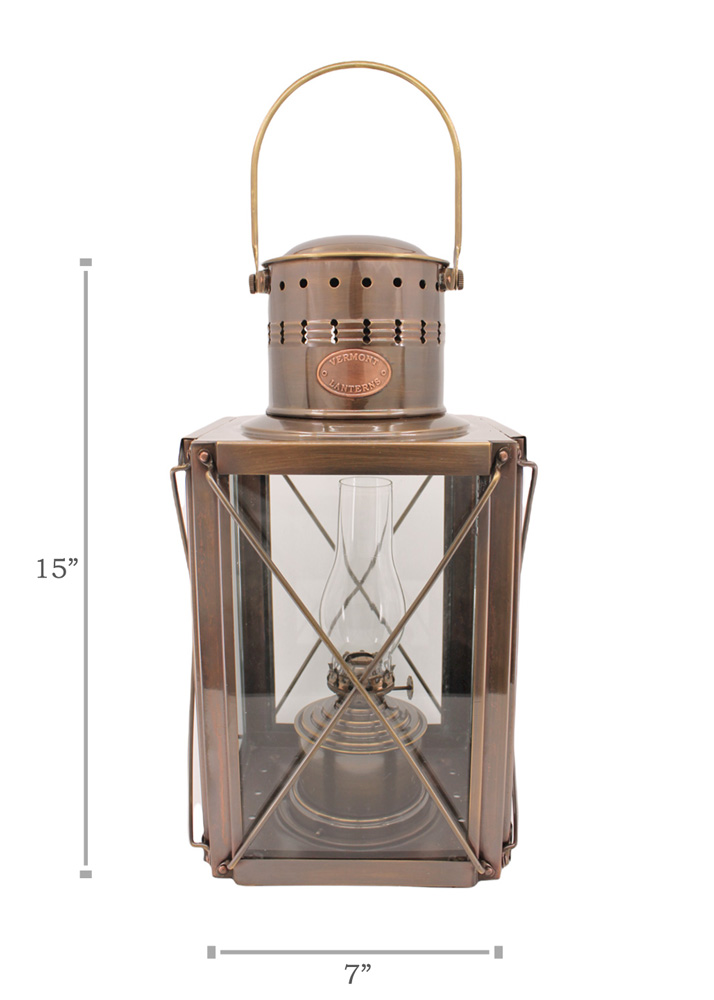 Cargo Lantern - Antique Brass Oil Lamp 15"
