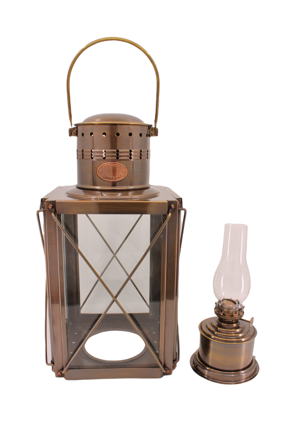 Cargo Lantern - Antique Brass Oil Lamp 15"