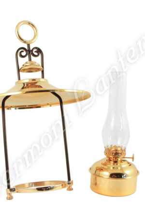 Hanging Oil Lamps - Brass "Dorset" 14" w/shade