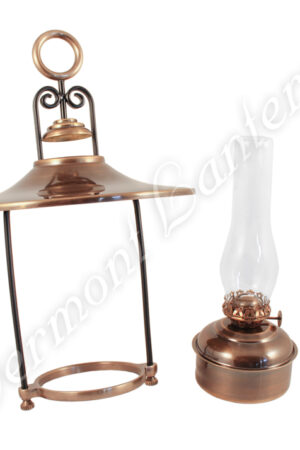Hanging Oil Lamps - Antique Brass "Dorset" 14" w/shade