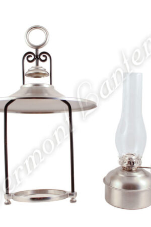 Hanging Oil Lamps - Pewter "Dorset" 14" w/shade