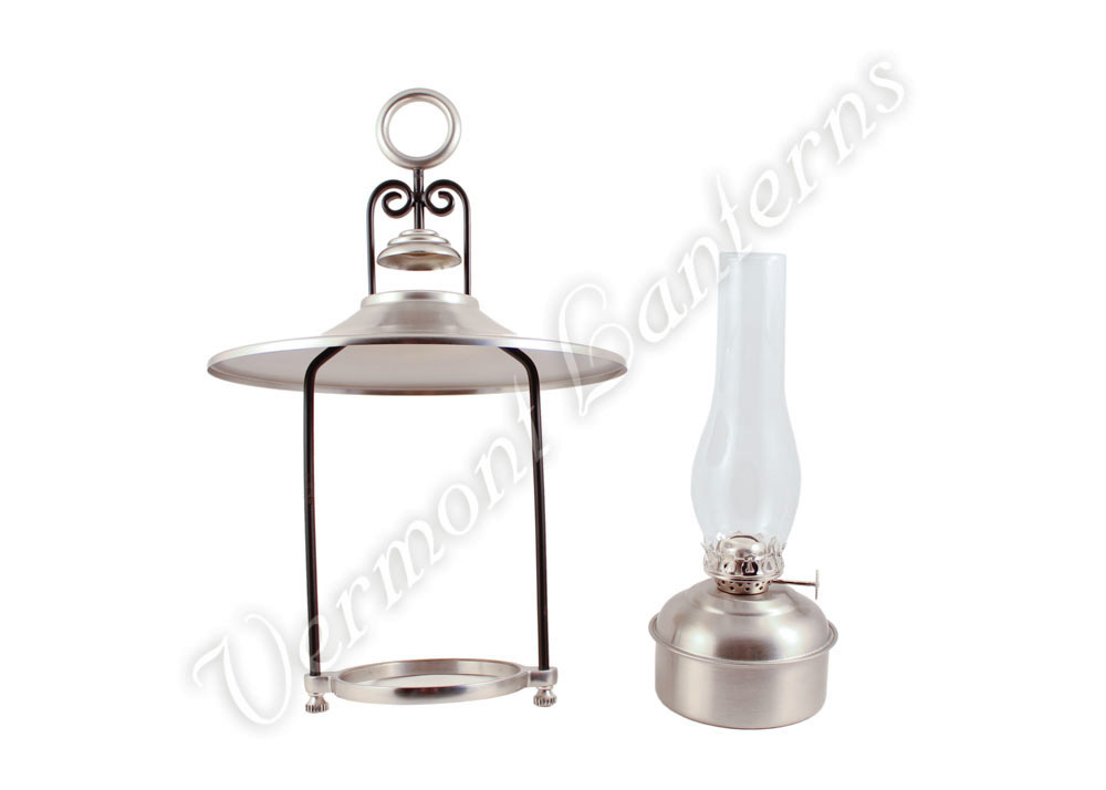 Hanging Oil Lamps - Pewter "Dorset" 14" w/shade
