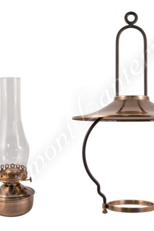 "Mansfield" Saloon Hanging Lamp - Antique Brass 21" w/shade