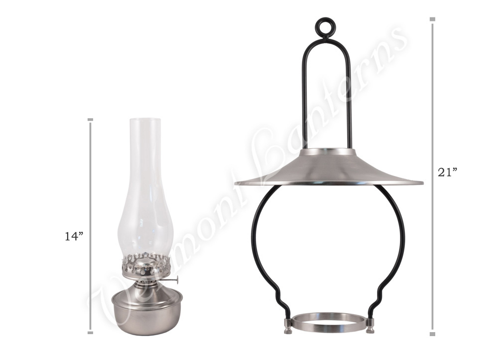 "Mansfield" Saloon Hanging Lamp - Pewter 21" w/shade