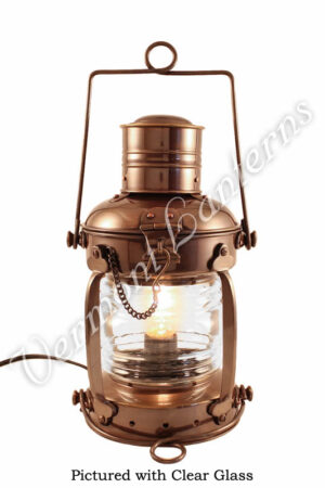 Electric Lantern - Ships Lanterns Antique Brass Anchor Lamp - 12"