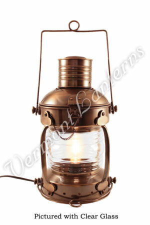 Electric Lantern - Ships Lanterns Antique Brass Anchor Lamp - 15.5"