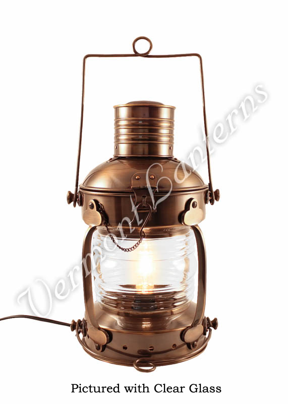 Electric Lantern - Ships Lanterns Antique Brass Anchor Lamp - 15.5"