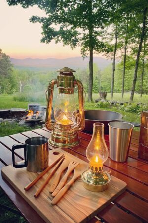 Brass Hurricane Lanterns Vermont Camping