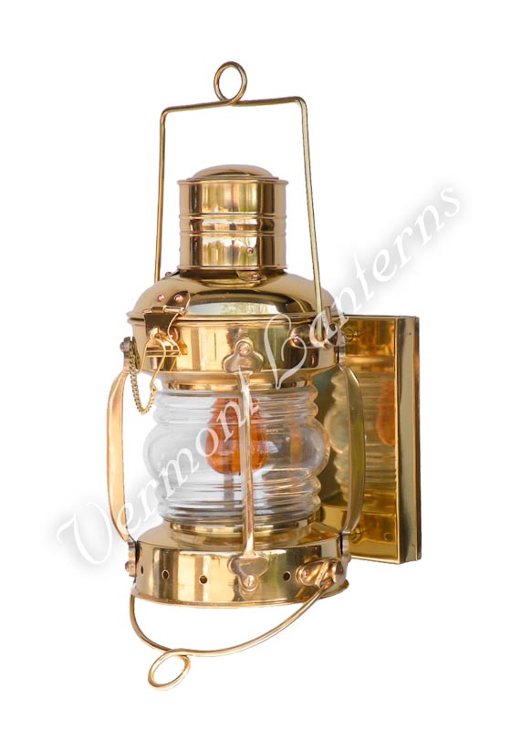 Electric Lantern - Ships Lanterns Brass Anchor Lamp - 12" Custom Wall Mount