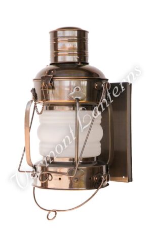 Electric Lantern - Ships Lanterns Antique Brass Anchor Lamp - 15" Custom Wall Mount
