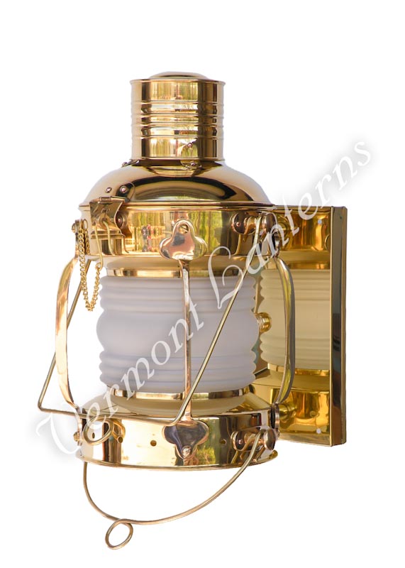 Electric Lantern - Ships Lanterns Brass Anchor Lamp - 15.5" Custom Wall Mount