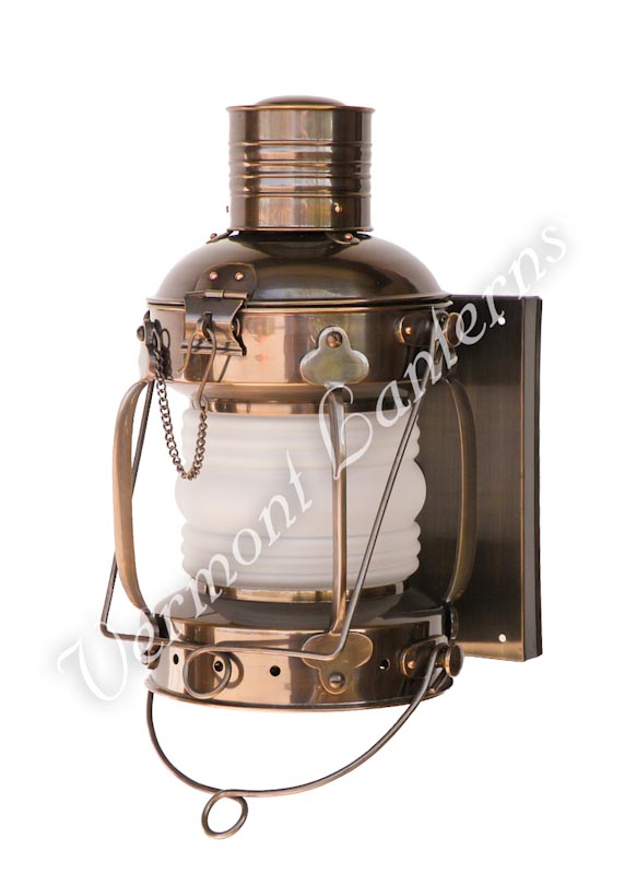 Electric Lantern - Ships Lanterns Antique Brass Anchor Lamp - 19" Custom Wall Mount