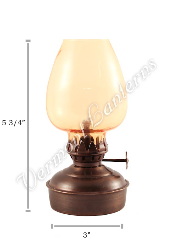 Oil Lanterns - Antique Brass Mini - 5.75" Amber Glass