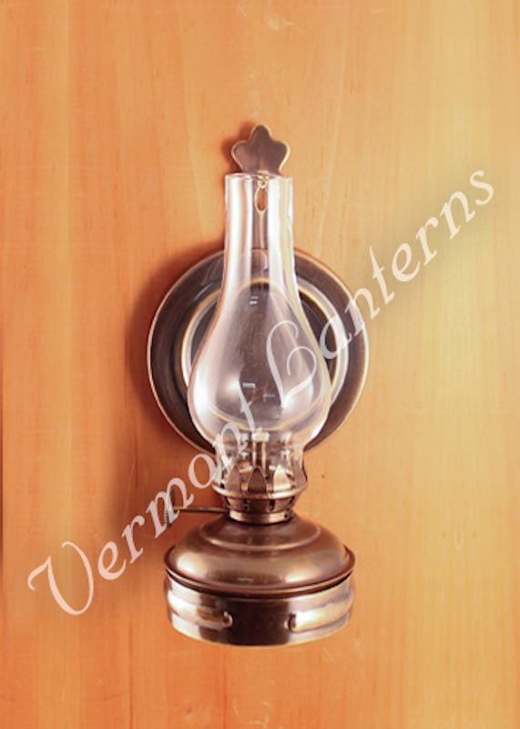 Oil Lamps - Antique Brass Mini Wall Lamp 6.5"