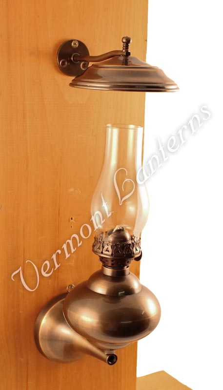 Wall Lamp - Antique Brass "Sterling" 9" - Amber Glass
