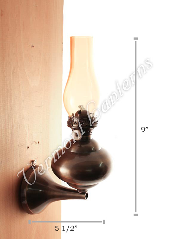 Wall Lamp - Antique Brass "Sterling" 9" - Amber Glass